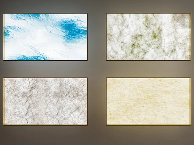 Four Panel Decorative Textured Background Walls With Gold Frames And Various Textures 3d model