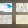 Four Panel Decorative Textured Background Walls With Gold Frames And Various Textures 3d model