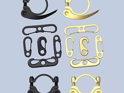 Practical and Durable Black and Gold Metal Accessories for Daily Life Supplies with Various Shapes 3d model