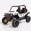 White And Black Off Road UTV With Large Tires Open Cab And Sporty Design