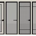 Modern Glass Doors With Diverse Textures Different Patterns And Black Frames 3d model
