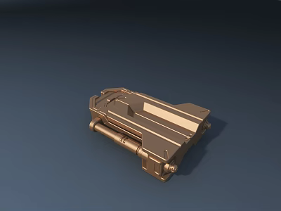 Gold Metal Weapon Component With Mechanical Structure And Sleek Design 3d model