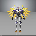 White Purple Mechanical Character With Yellow Wings And Robot Design Features 3d model