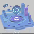Modern Online Shopping Service With City Location Pin And Urban Elements