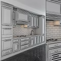 Modern Kitchen With Light Wooden Cabinets Black Appliances And Dark Tile Backsplash