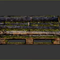 Moss Covered Wooden Logs Stacked On Pallet Base With Natural Texture And Timber Material