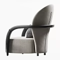 Modern Single Sofa With Grey Upholstery Black Armrests And Black White Checkered Pillow