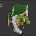 Dark Green Wooden Armchair With Black And White Houndstooth Blanket On Armrests