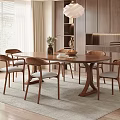 Modern Dining Room Interior With Wooden Table Chairs Pendant Light Window And Rug