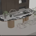 Elegant Modern Tea Table And Chairs With Marble Top Transparent Acrylic Seats Golden Legs Interior
