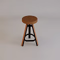 Bar Stool With Round Wooden Seat And Black Metal Legs Modern Stylish Design