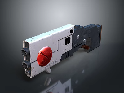 Futuristic Mechanical Weapon With White Black Body And Red Circular Component 3d model