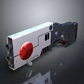Futuristic Mechanical Weapon With White Black Body And Red Circular Component