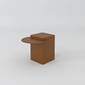 Modern Brown Side Table With Cube Base And Round Top Design 3d model