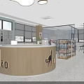 Modern Cat Themed Pet Shop with Shelves Cat Trees Plants and Paw Prints
