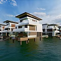 Modern Overwater Detached Villas With Private Swimming Pools And Boats