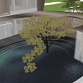 Modern Sales Office Building With Glass Facade Water Feature And Landscaped Garden