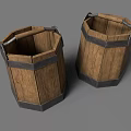 Traditional Wooden Buckets With Metal Hoops As Essential Agricultural Equipment For Farms