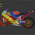 Honda Racing Motorcycle With Red Yellow Blue Body Black Seat 84 KOMATSU X-TREME Logos