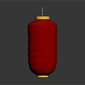 Red Decorative Lantern With Yellow Top Base And Lit Candle Wick