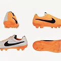 Orange And White Soccer Cleats With Black Logo And Multiple Angles View 3d model