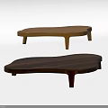 Modern Irregular Shape Coffee Tables In Light And Dark Solid Wood Design With Curved Surface 3d model