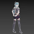 Anime Woman With Blue Hair Ponytail Gold Epaulettes And Dark Uniform