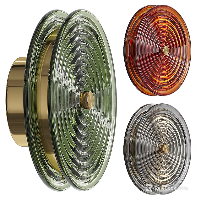 Modern Wall Lamps with Colorful Glass Shades and Brass Bases 3d model 