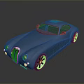 Vintage Blue Sports Car With Streamlined Body Round Headlights And Black Wheels