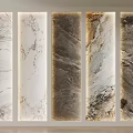 Modern Set Of Five Marble Texture Decorative Panels In Vertical Wall Art