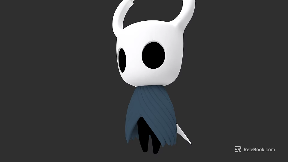 White Animated Game Character With Large Horns Black Eyes And Blue Cloak 3d model 