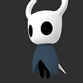 White Animated Game Character With Large Horns Black Eyes And Blue Cloak