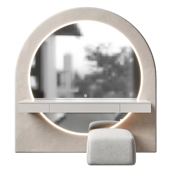 Dressing Table Dressing Table Fabric Square Stool Mirror 3d model