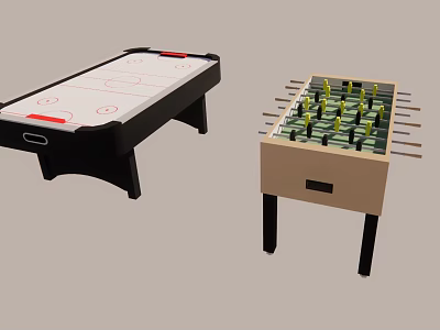 Recreational Equipment Featuring Air Hockey Table and Foosball Table for Indoor Play 3d model