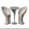 Sleek Round Bar Counter With White Modern Chairs Metal Rings And Chrome Base