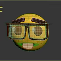 Yellow 3D Emoji Face With Brown Glasses Eyebrows Big Eyes And Open Mouth