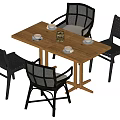 Wind dining table and chair combination 3d model