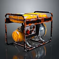 Yellow Silver Portable Generator With Rusted Metal Frame And Control Panel 3d model