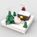 LEGO Toy Blocks Christmas Chalet Cartoon Shrinking Winter Chalet 3d model