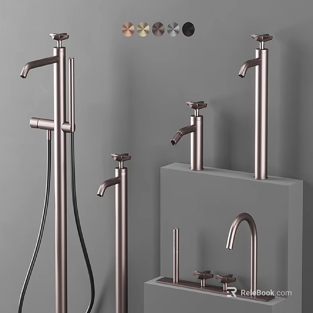 Modern Stylish Faucet Collection With Various Metallic Designs And 3d model