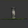 Vintage Stone Pillar Outdoor Scene With Green Grass And Square Base