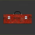 Red Textured Toolbox With Black Handle And Silver Latches On Shiny Surface