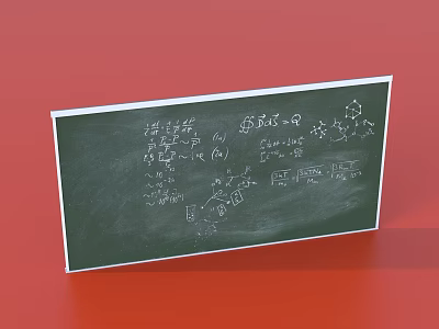 Green Chalkboard With Hand Drawn Patterns And Text On Red Background 3d model