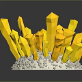 Yellow Crystal Cluster Decorative Ornament Set With White Base And Small Granular Details