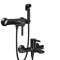 Black Modern Shower System With Various Spray Heads And Handheld Components 3d model