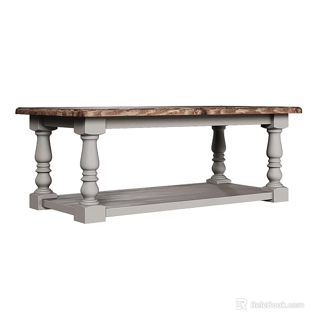 Elegant Dining Table With Marble Top And Grey Carved Column Legs Design 3d model