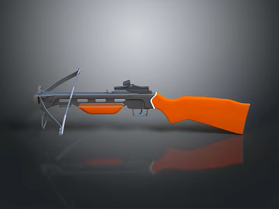 Modern Tactical Weapon Design With Orange Stock And Silver Metal Components 3d model