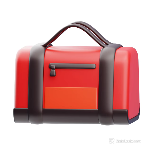 Red Sports Equipment Bag with Black Straps and Handle for Fitness Use 3d model 
