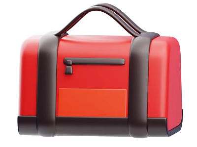 Red Sports Equipment Bag with Black Straps and Handle for Fitness Use 3d model