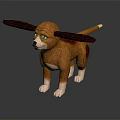 Cute Brown and White Toy Dog with Large Black Ears Standing on Black Background